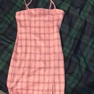 Pink checkered mini dress